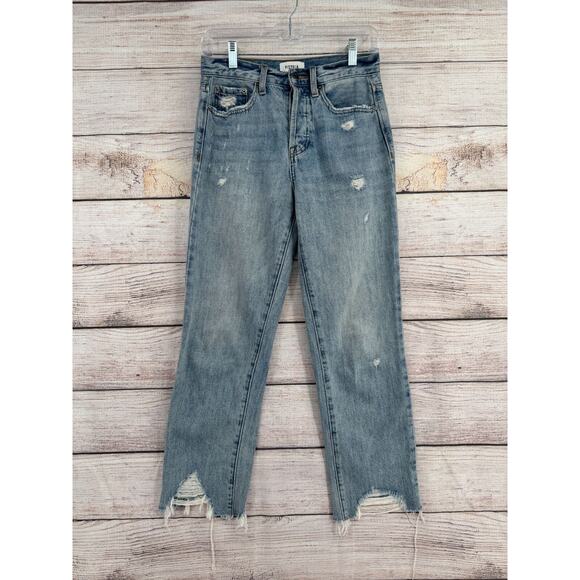 Pistola Charlie High Rise Straight Distressed Jeans Women's 25 Blue Light Wash - Picture 1 of 14